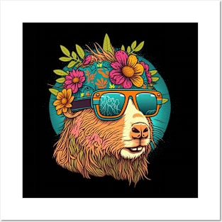 Capybara Hippie Posters and Art